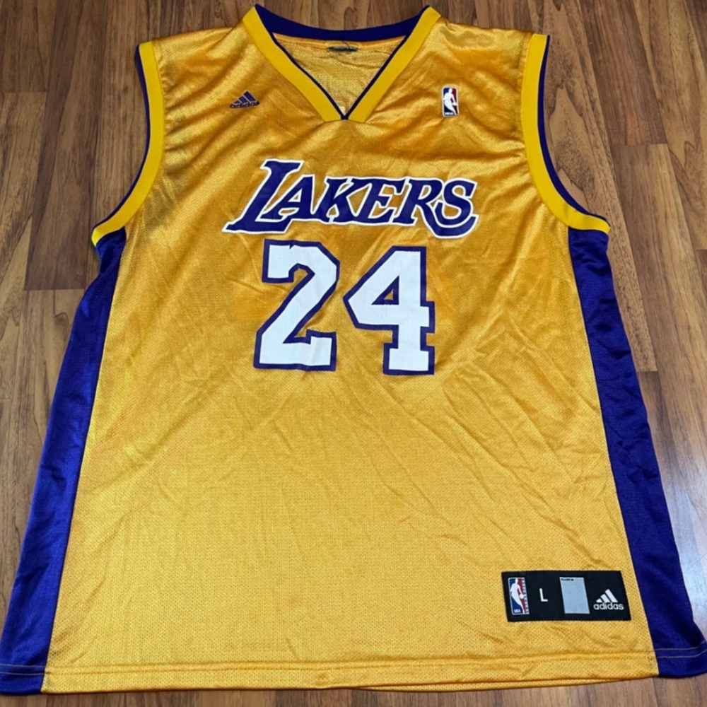Adidas Kobe Bryant Lakers Jersey Mens Large 24 Basketball Gold Purple NBA Mesh
